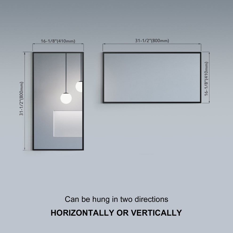 Mattox Mirror, Black, 16"W x 32"H x 1"D