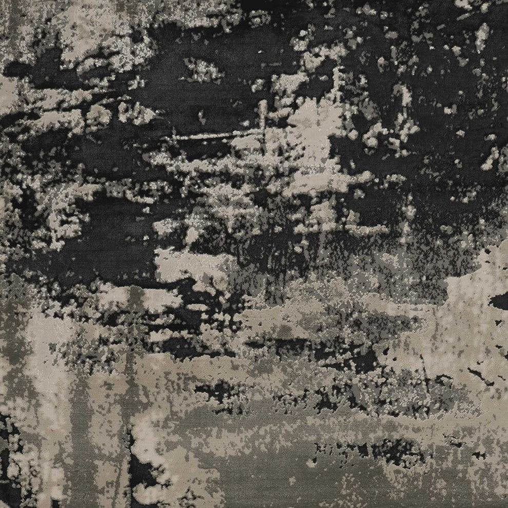 HomeRoots 6' x 9' Polyester Silver Charcoal Area Rug