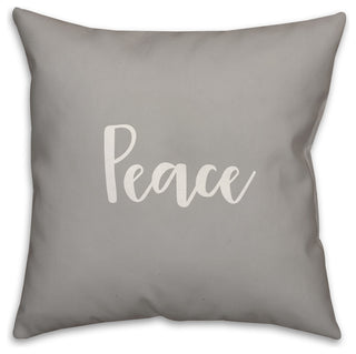 Peace, Gray 18x18 Throw Pillow