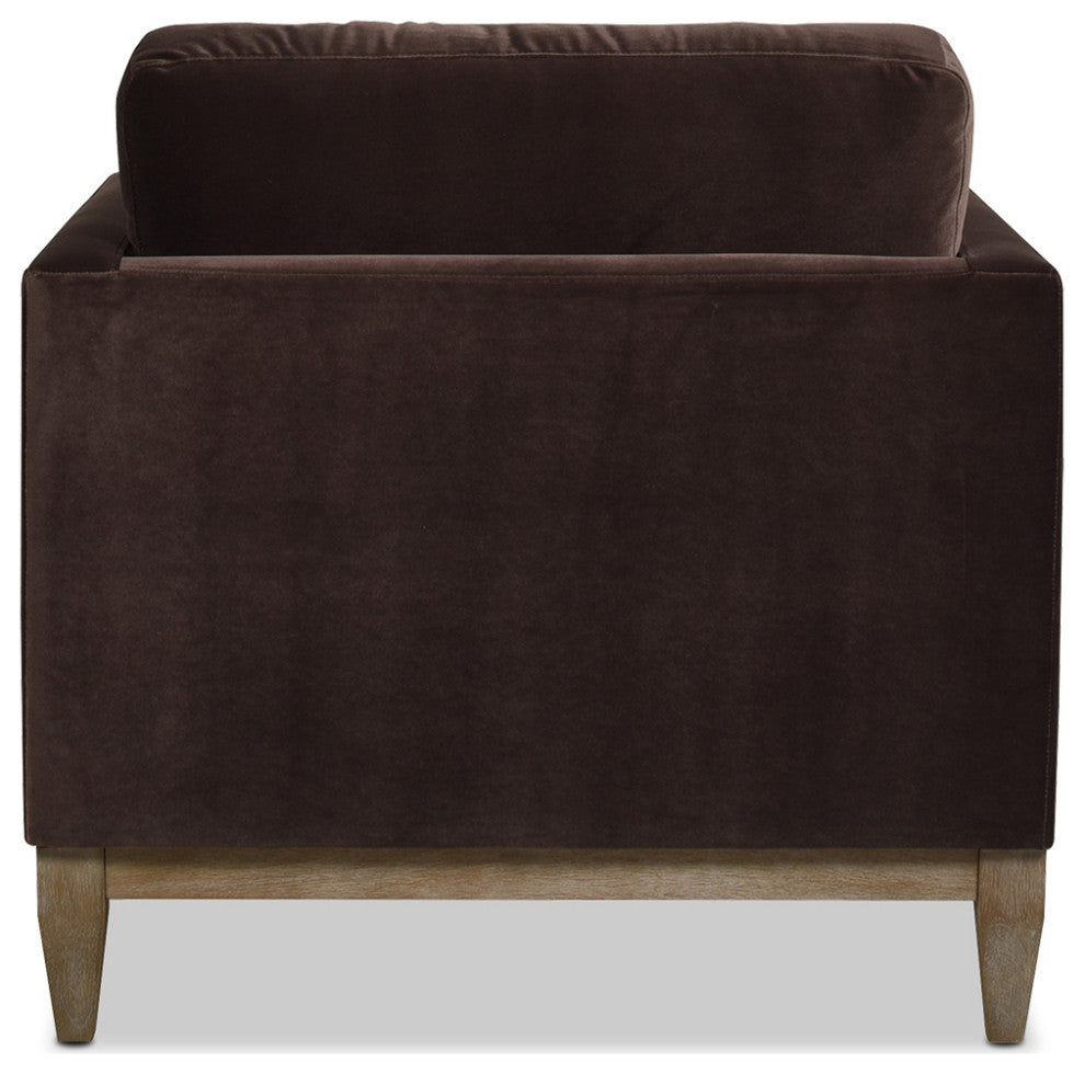 Knox 36" Modern Farmhouse Arm Chair, Deep Brown Performance Velvet