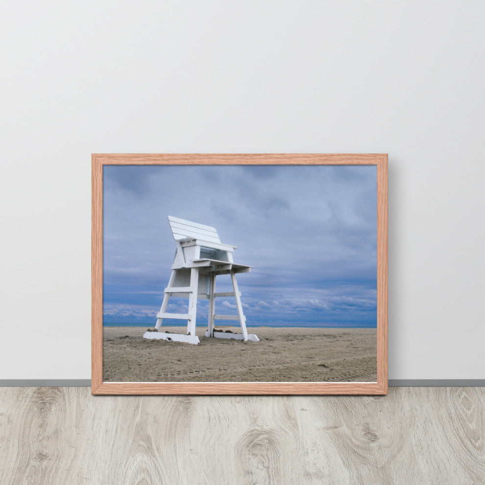 Approaching Storm Landscape Photo Paper Coastal Art Framed Wall Art Print, Red Oak, 16" X 20"