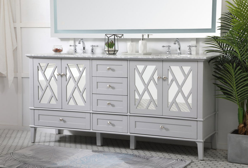 Elegant VF30272DGR 72"Double Bathroom Vanity Set, Gray
