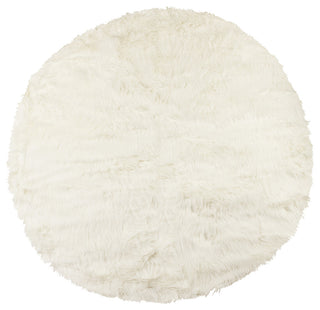 Arlington 6' Circular Faux Fur Rug, Off-White
