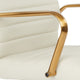 Mid-Back Faux Leather Chair With Gold Arms and Base, Cream