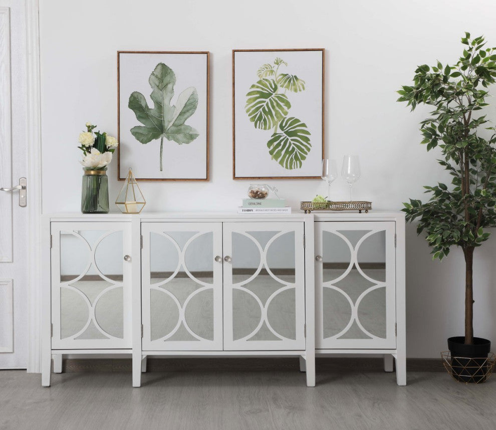 Magnus 72" Mirrored Credenza, White