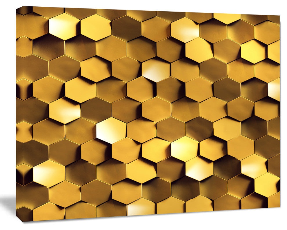 Golden Honeycomb Wall Texture, Abstract Canvas Art Print, 40"x30"