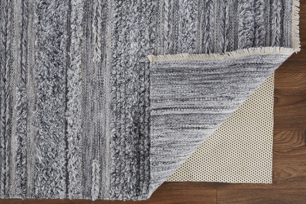 Weave & Wander Akton Shag Rug, Ivory/Dark Gray, 8ft x 10ft Rug