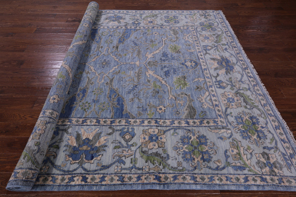 7' 10" X 9' 11" Hand-Knotted Turkish Oushak Wool Rug - Q13619