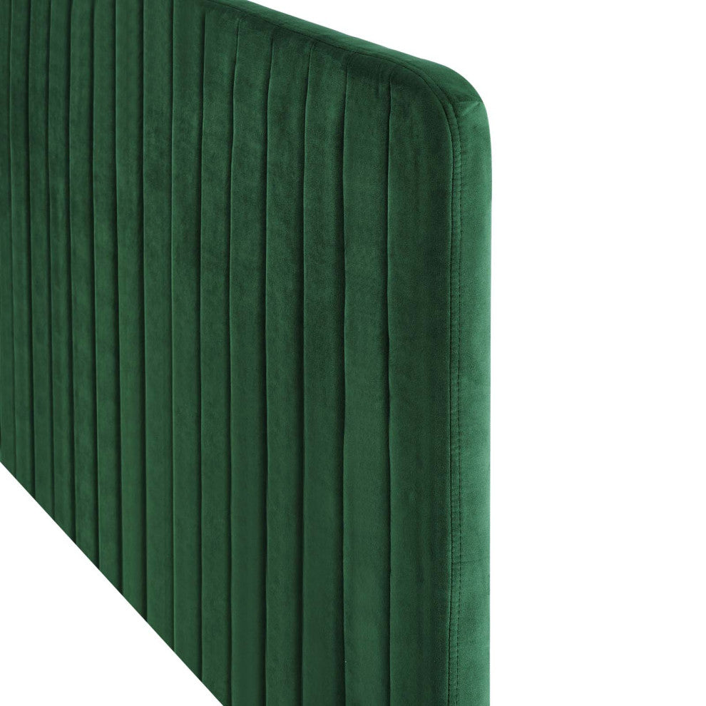 Tufted Headboard, Full Queen Size, Velvet, Green, Modern Contemporary, Bedroom