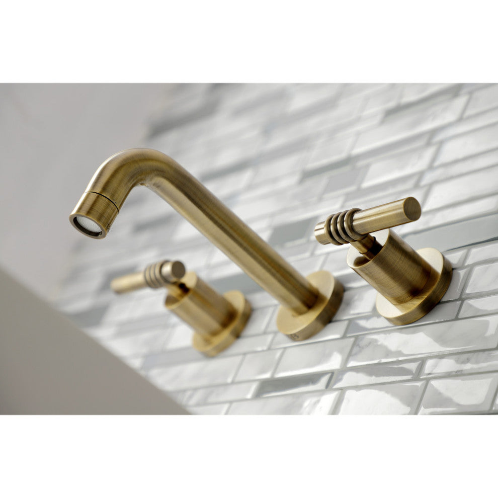 Kingston Brass KS8123ML 2-Handle 8 in. Wall Mount Bathroom Faucet, Antique Brass