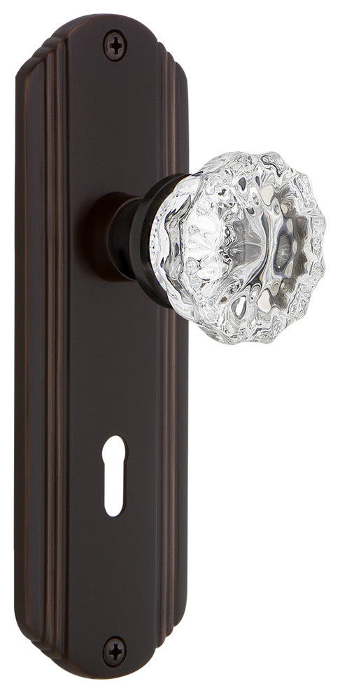 Nostalgic Warehouse Deco Plate with Keyhole Crystal Glass Door Knob