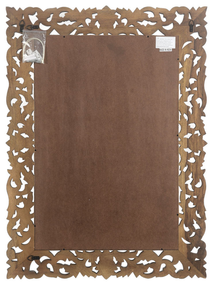 Delaney Carved Mirror, Distressed Black