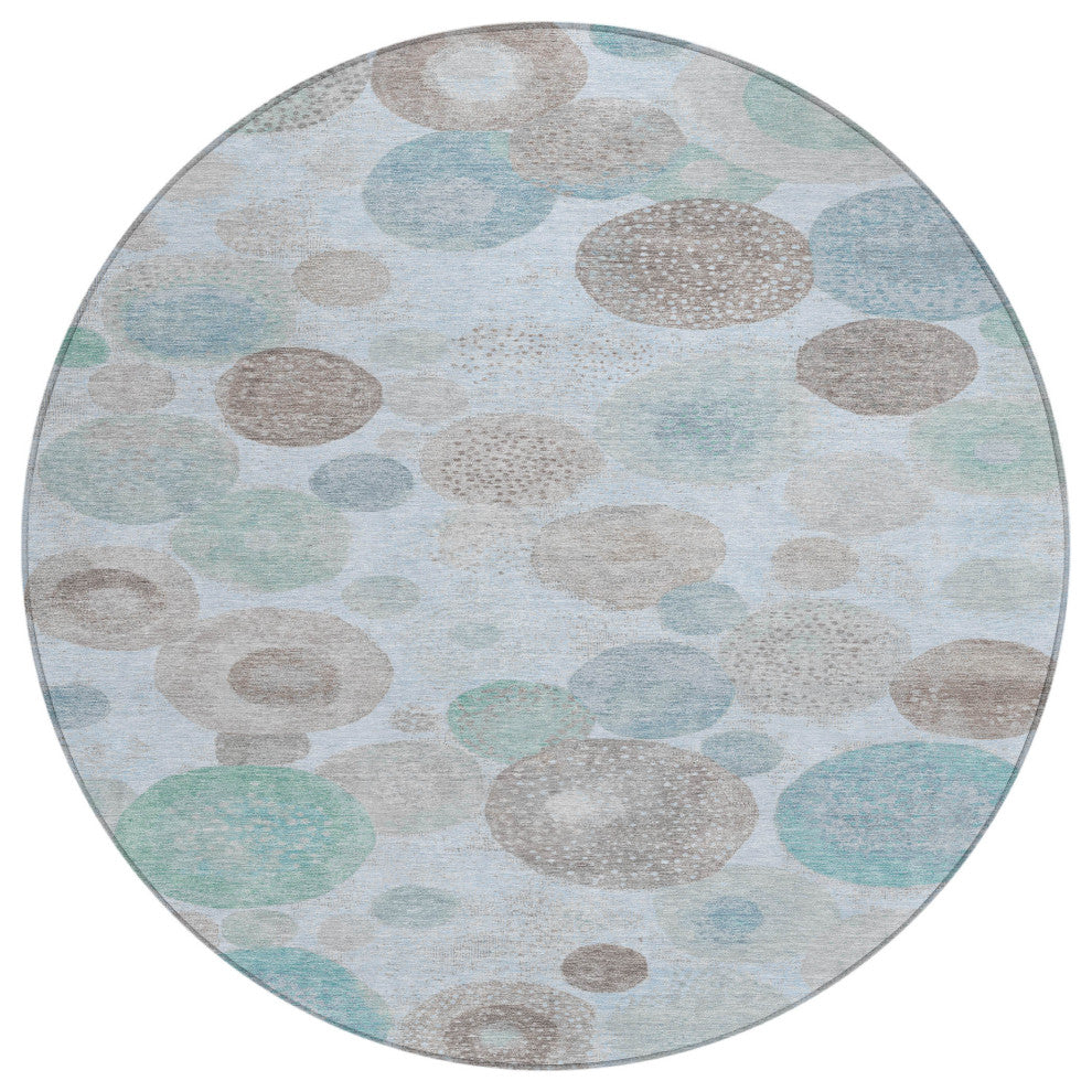 Machine Washable Indoor/Outdoor Chantille ACN1896 Sky 8' x 8' Round Rug