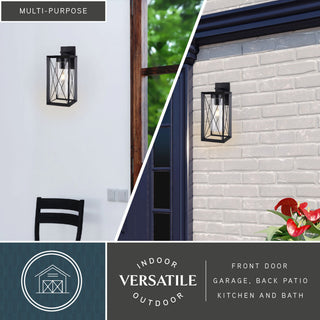 Milton 1-Light Matte Black Transitional Outdoor Wall Lantern Clear Glass