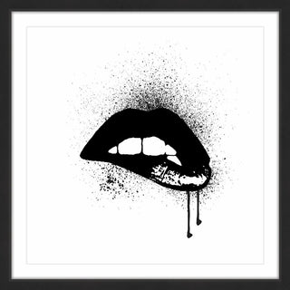 Marmont Hill, "Black Drip Lips" by Amanda Greenwood Framed Painting Print, 18x18