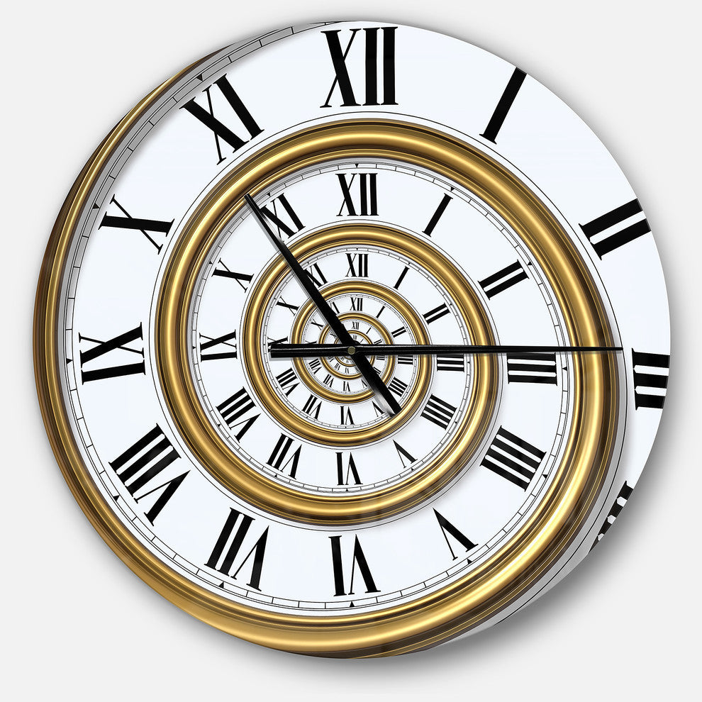 Time Spiral in Antique Style Oversized Contemporary Metal Clock, 23x23