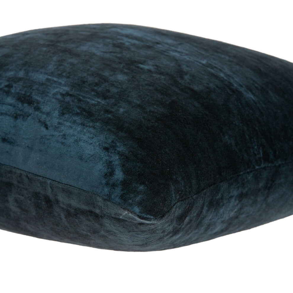 HomeRoots 22" x 0.5" x 22" Transitional Dark Blue Solid Pillow Cover