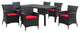 Modern Urban Outdoor Patio Rattan and Wicker 7-Piece SetDining Set Espresso Red