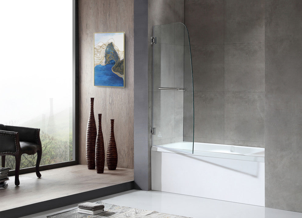 ANZZI Vensea 34" x 58" Frameless Tub Door, Polished Chrome