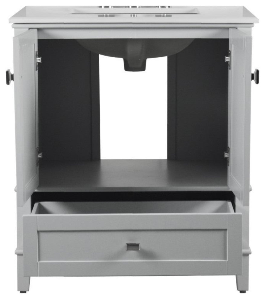 31" Single Vanity, Light Gray With Engineered Stone Top