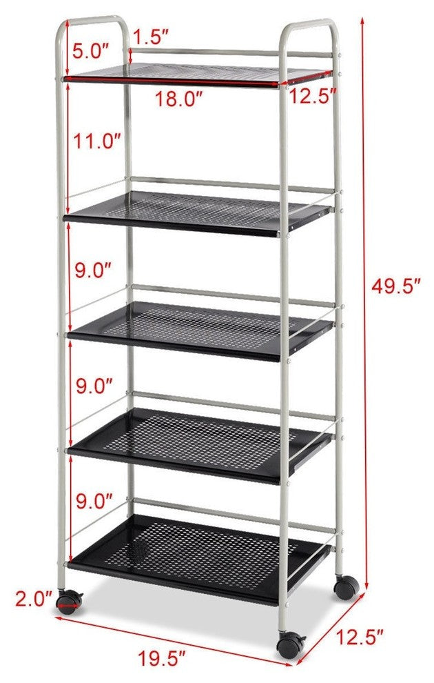Modern 5-Tiers Storage Cart Rack Utility Shelf