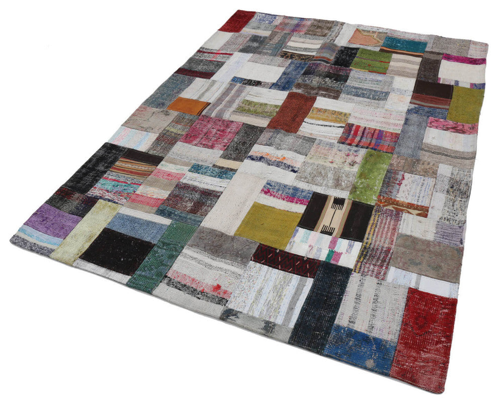 Rug N Carpet - Handmade Turkish 5' 9'' x 7' 10'' Rustic Patchwork Kilim Rug
