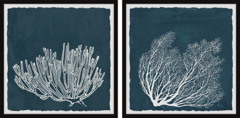 Tropical Corals Diptych, 2-Piece Set, 18x18 Panels
