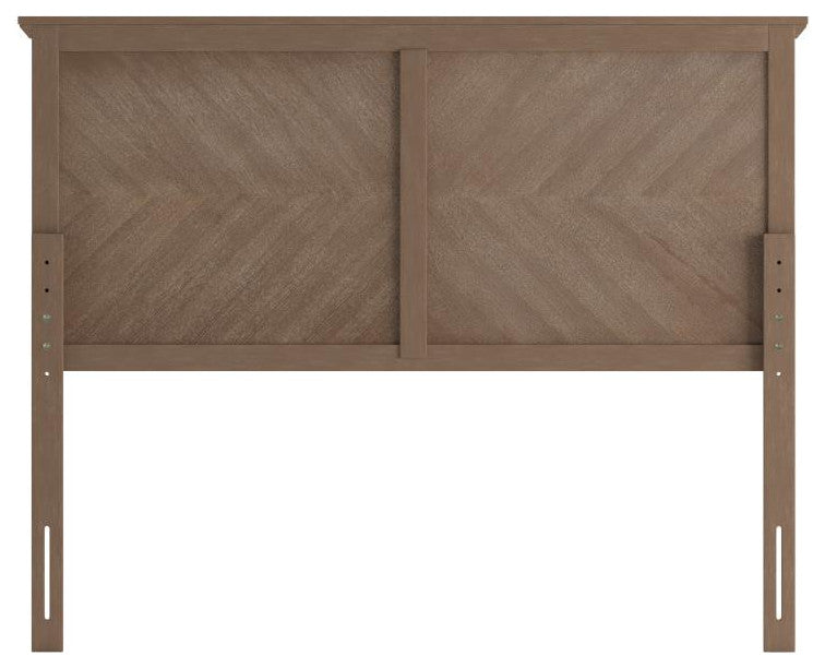 Fiona Herring Bone Wooden Adj. Headboard for Metal Bed Frames,Light Brown-Full