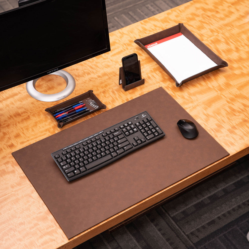 4 Piece Desk Set, Brown