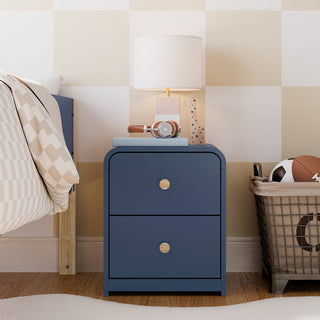 Storkcraft Next Santos 2-Drawer Nightstand, Midnight Blue With Natural