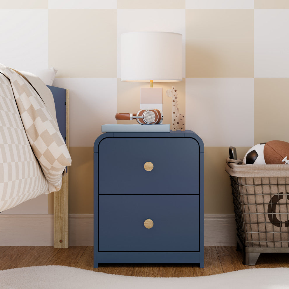 Storkcraft Next Santos 2-Drawer Nightstand, Midnight Blue With Natural