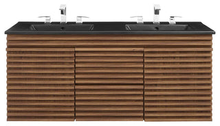 Render 48" Wall-Mount Bathroom Vanity, Walnut Black