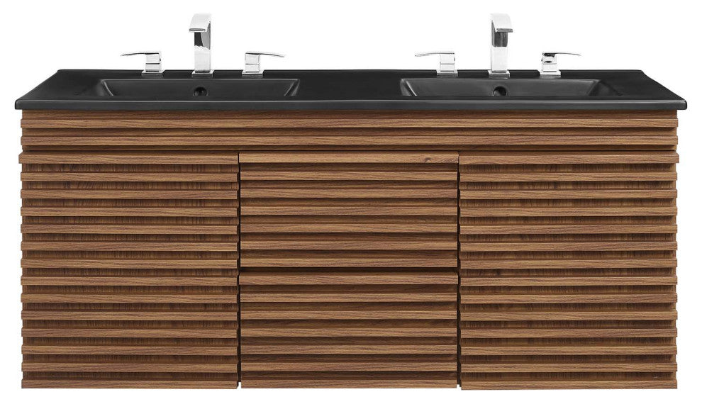 Render 48" Wall-Mount Bathroom Vanity, Walnut Black