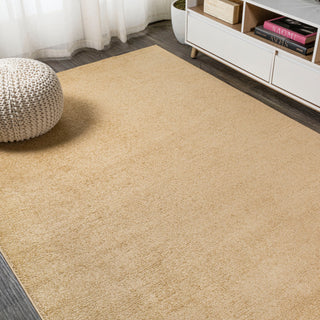 Haze Solid Low-Pile Runner Rug, Mustard, 9 X 12