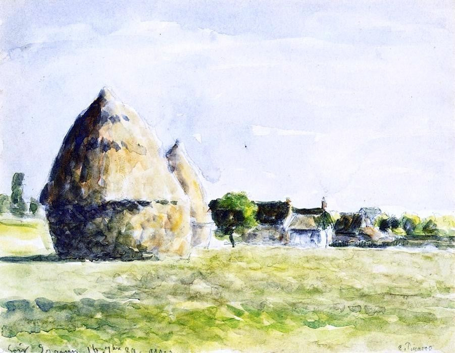Camille Pissarro Haystacks, 21"x28" Gallery Wrapped Canvas Print