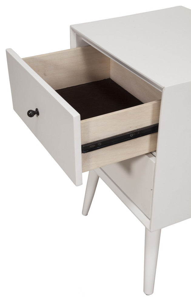 White Century Modern Wood 2 Drawer Nightstand