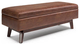 Owen Rectangular Storage Ottoman, Distressed Saddle Brown
