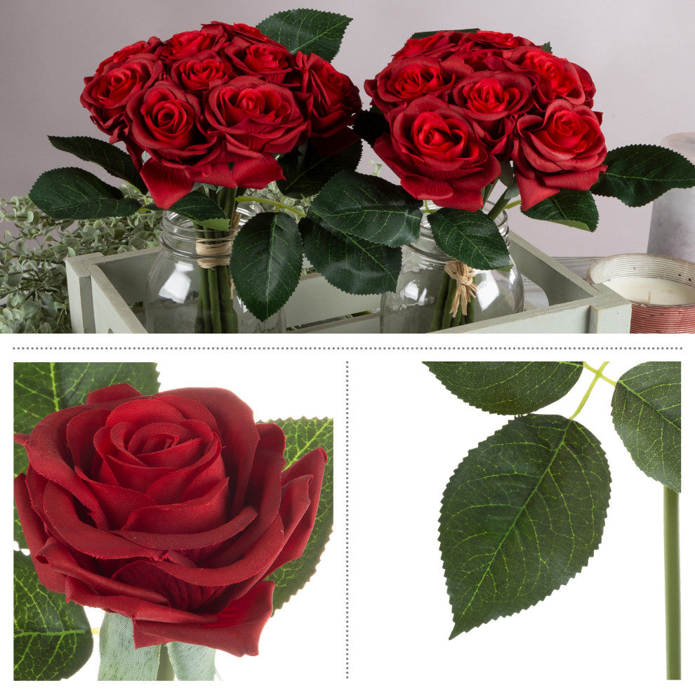 Rose Artificial Flowers 36Pc, Red