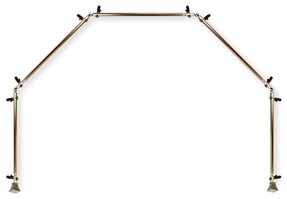 Aldo 13/16" 5-Sided Bay Window Curtain Rod, Antique Brass