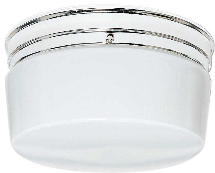 2 Light 10" Flush Mount Large White Drum