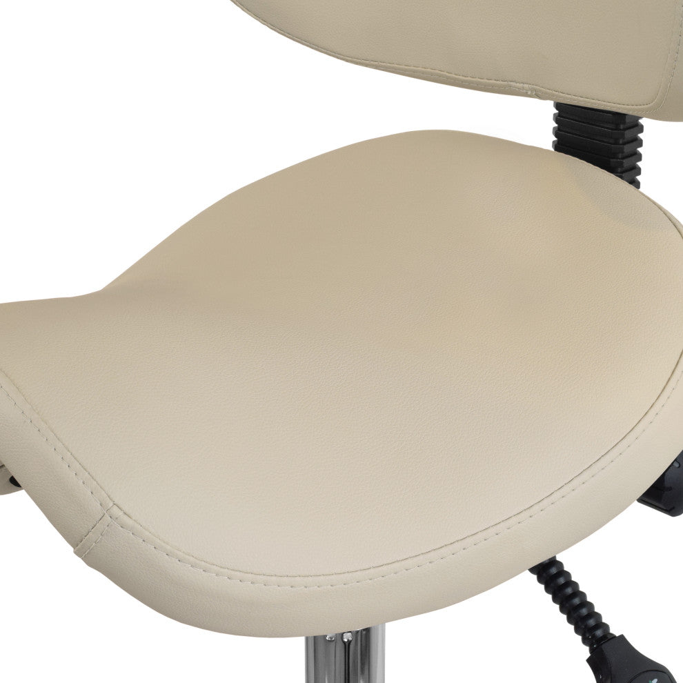 Ergonomic Task Mid Back Saddle Seat Side Office Chair, Beige