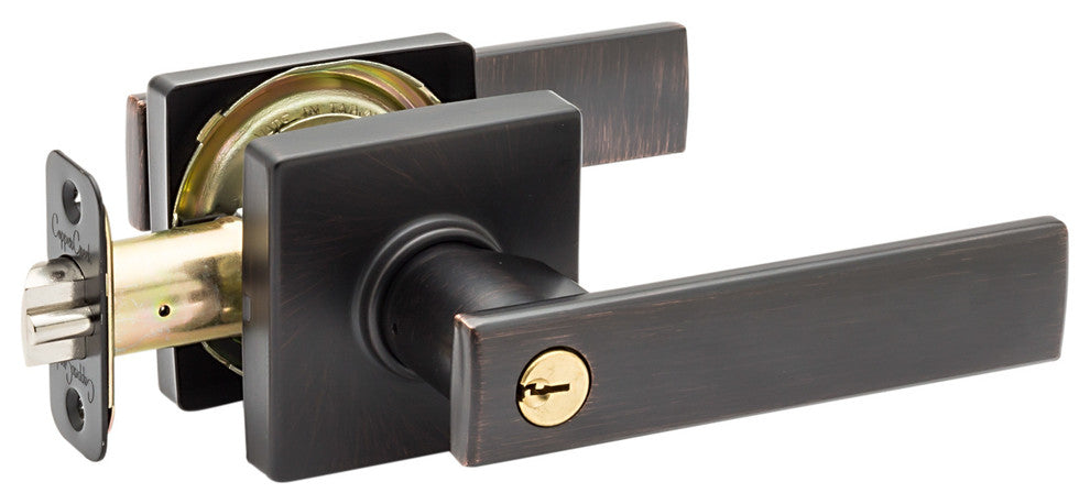 Craftsman Style Keyed Entry Lever, Tuscan Bronze