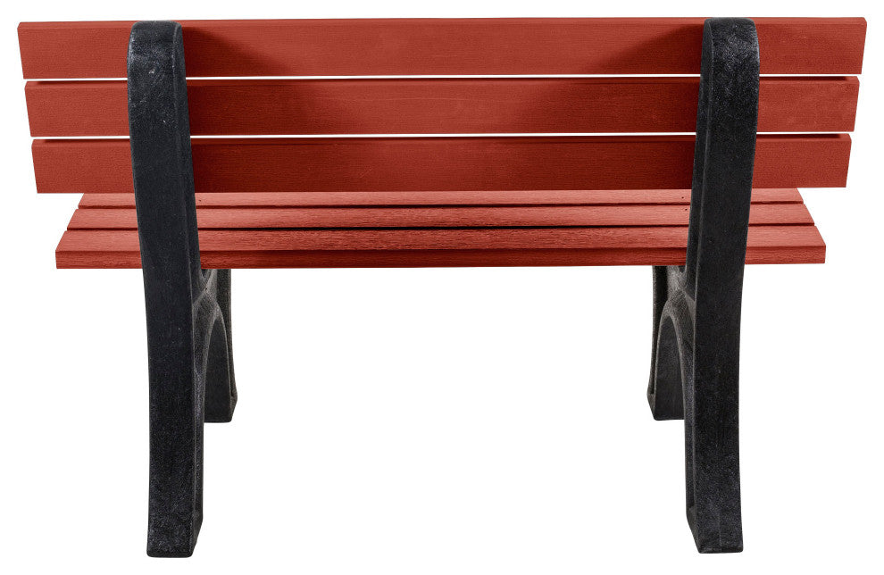 Aurora Traditional 4' Park Bench, Weathered Acorn, Rustic Red