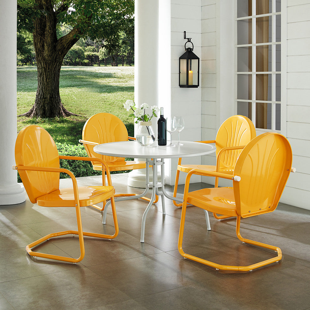 Griffith Metal Five-Piece Outdoor Dining Set, Tangerine