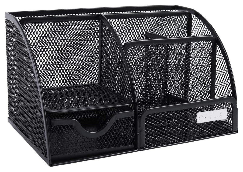 Sleek Matte Black 6 Compartment Desk Organizer