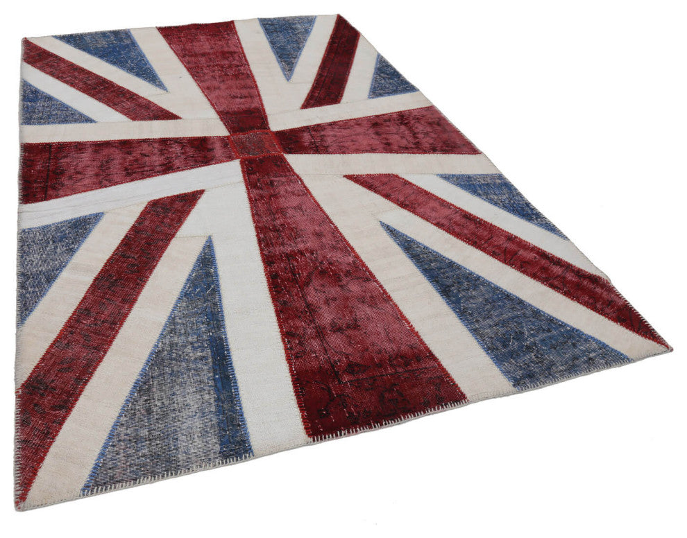 Rug N Carpet - Handwoven Turkish 6' 9'' x 10' 0'' Flag Patchwork Rug