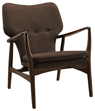 Modern Contemporary Lounge Chair, Brown Fabric