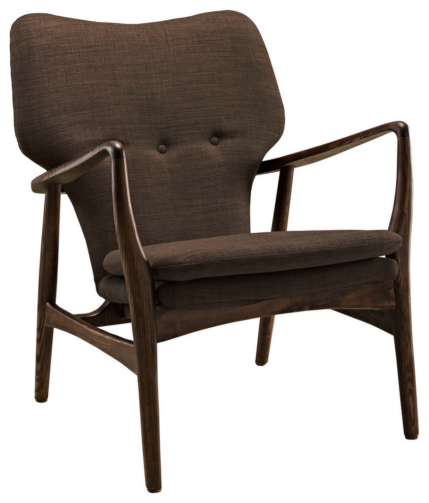 Modern Contemporary Lounge Chair, Brown Fabric