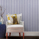 Herringbone Line Peel and Stick Vinyl Wallpaper , Navy, 24"w X 60"h