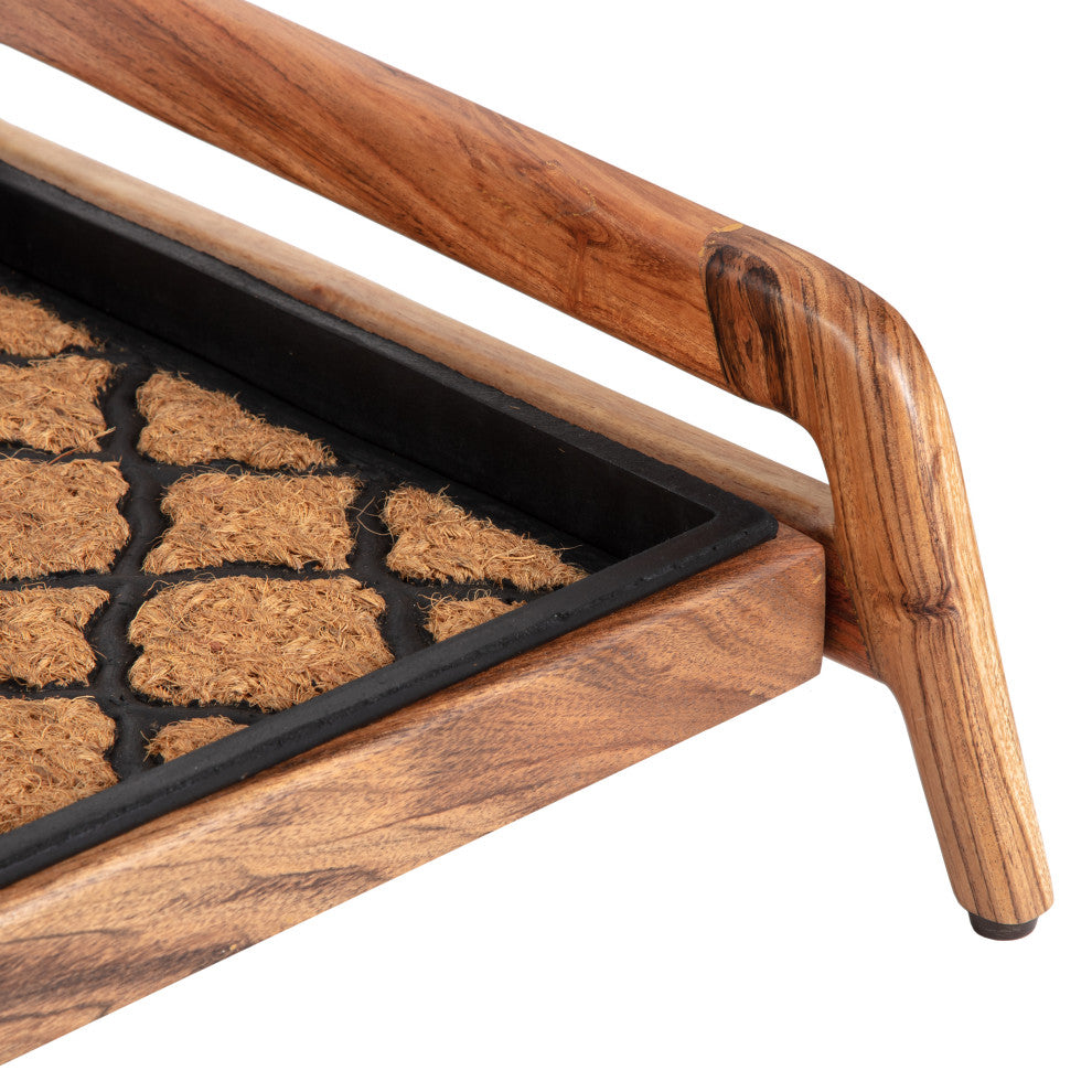 Single-Tier Natural Stand With 3-Pair Rubber Boot Tray Shangri-La